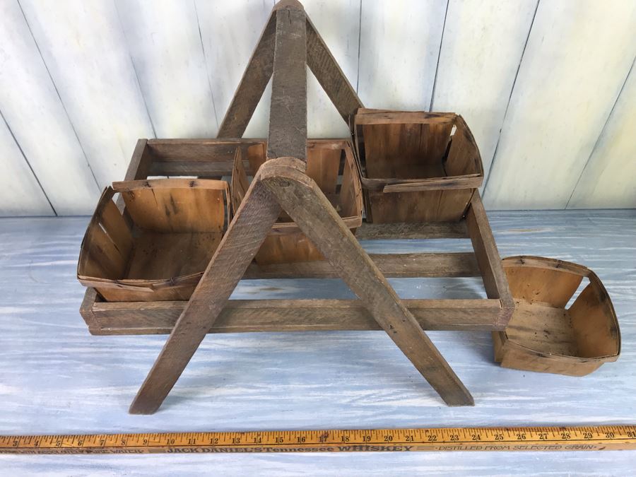 Vintage Wooden Strawberry Basket Carrier 17'W X 15'H [Photo 16]