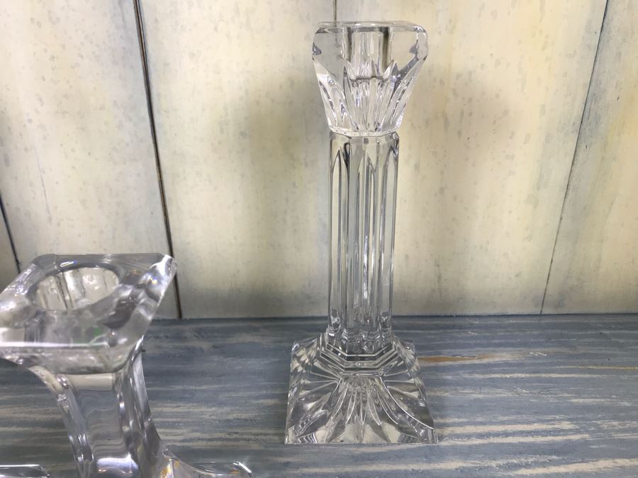 Pair Of Orrefors Crystal And Pair Of Waterford Crystal Candlesticks [Photo 4]