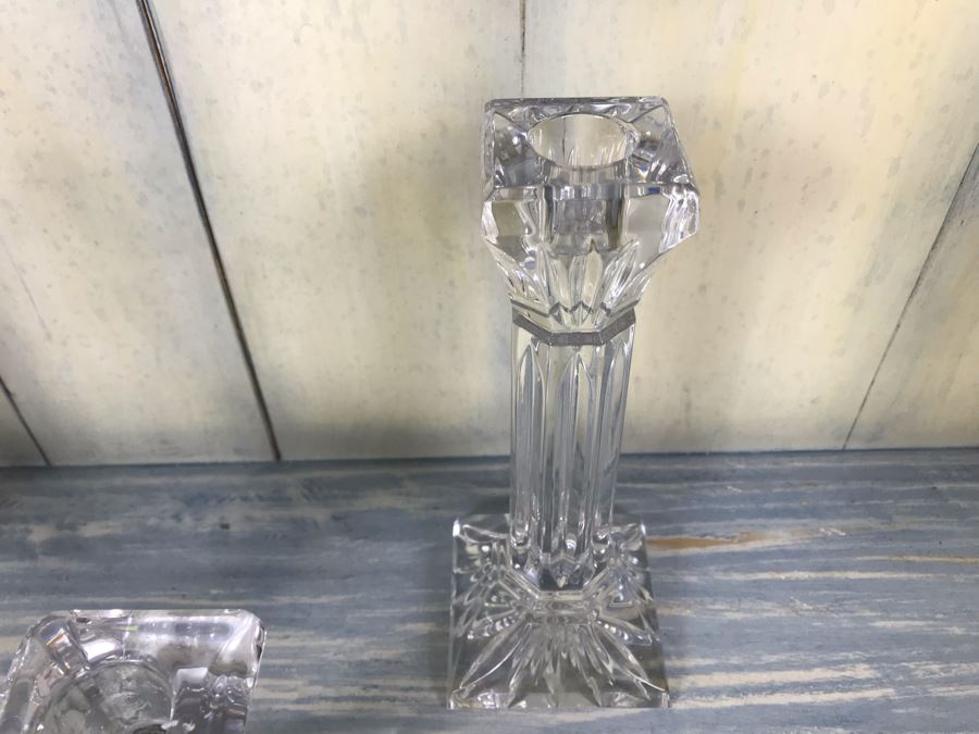 Pair Of Orrefors Crystal And Pair Of Waterford Crystal Candlesticks [Photo 5]