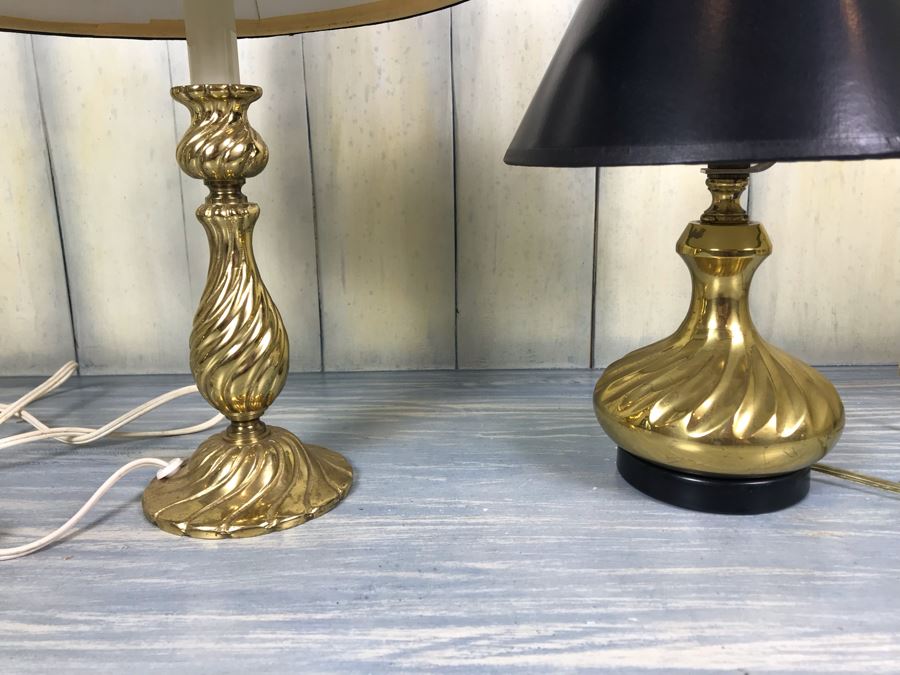Pair Of Small Brass Table Lamps [Photo 2]