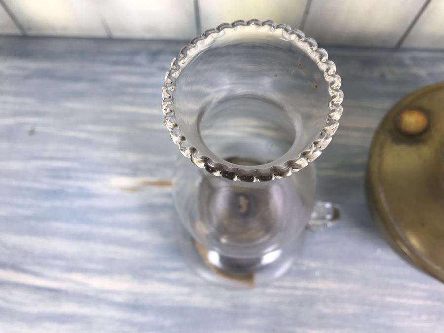 Pair Of Vintage Kerosene Oil Lamps Including An Aladdin Model B By Mantle Lamp Co Queen Anne And Vintage Brass Adjustable Candle Holder With Handle [Photo 8]