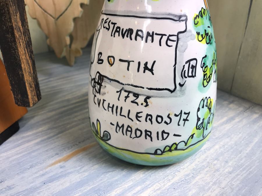 Vintage Carved Wooden Wall Shelf, Hand Painted Spanish Vessel Pitcher And Part Of A Vintage Whirligig Windmill [Photo 3]