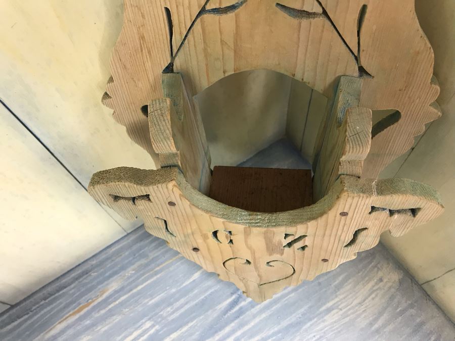 Vintage Carved Wooden Wall Shelf, Hand Painted Spanish Vessel Pitcher And Part Of A Vintage Whirligig Windmill [Photo 10]