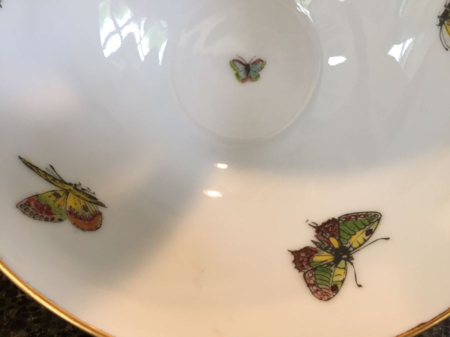 Handpanted Limoges France Footed Bowl With Gold Rim And Butterflies [Photo 11]