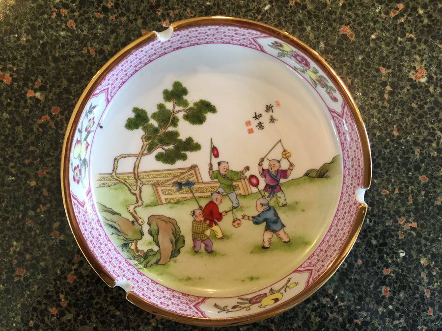 Pair Of Signed Chinese Porcelain Ashtrays [Photo 9]