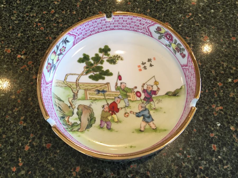 Pair Of Signed Chinese Porcelain Ashtrays [Photo 3]