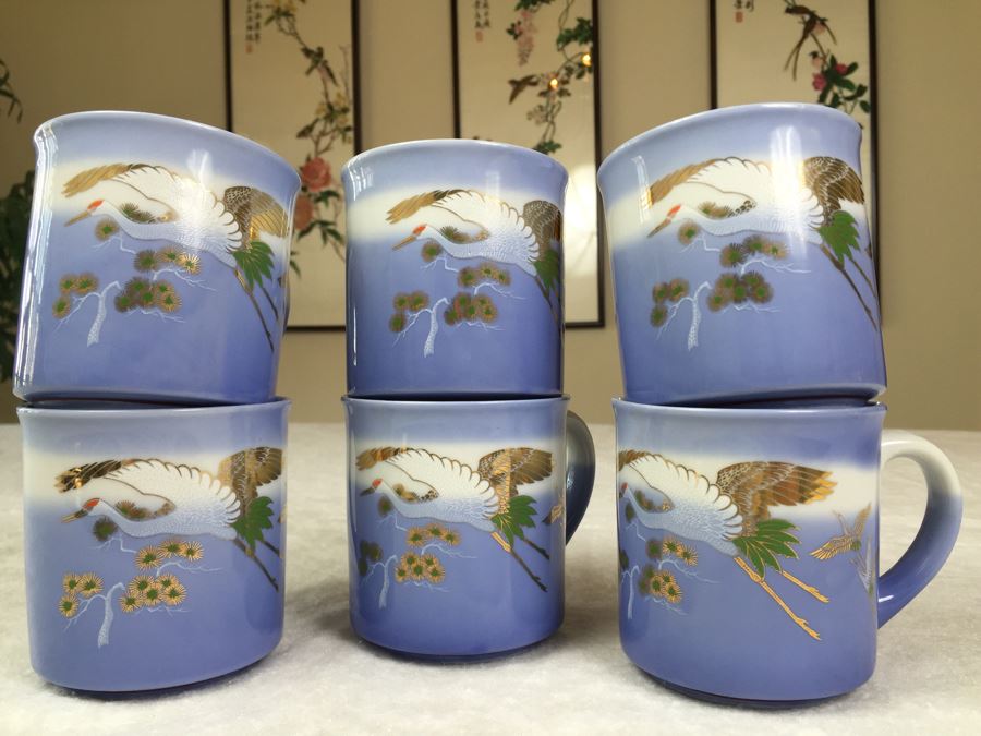 Set Of (6) Signed Japanese Coffee Cups [Photo 1]