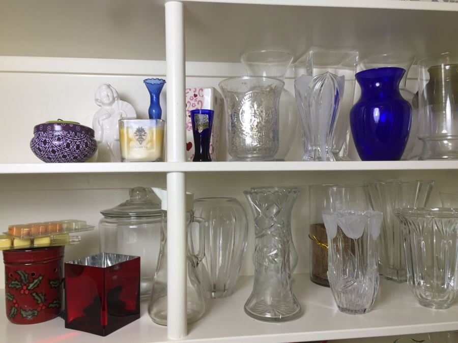 Just Added - (2) Shelves Of Various Vases And Candles - See Photos [Photo 1]