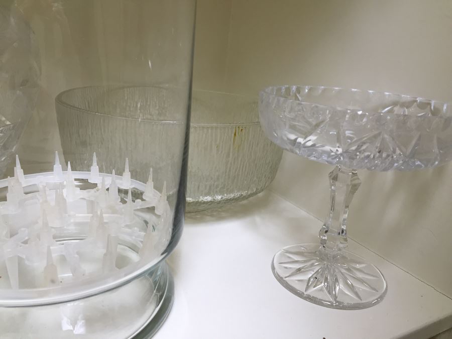 Just Added - (2) Shelves Of Various Vases, Pitchers, Trays, Bowls - See Photos [Photo 12]