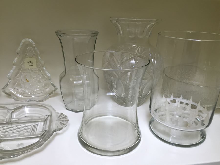 Just Added - (2) Shelves Of Various Vases, Pitchers, Trays, Bowls - See Photos [Photo 9]