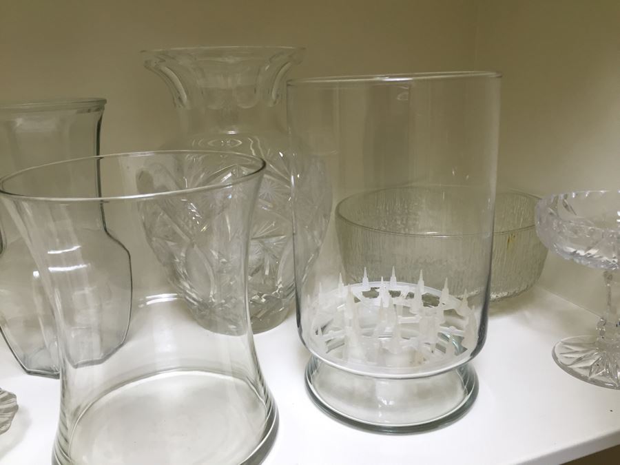 Just Added - (2) Shelves Of Various Vases, Pitchers, Trays, Bowls - See Photos [Photo 10]