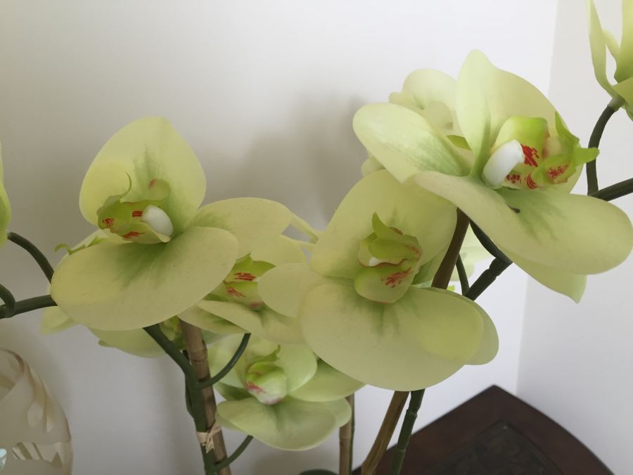 Just Added - Faux Orchids In Blue And White Pot And (3) Decorative Stemware [Photo 8]