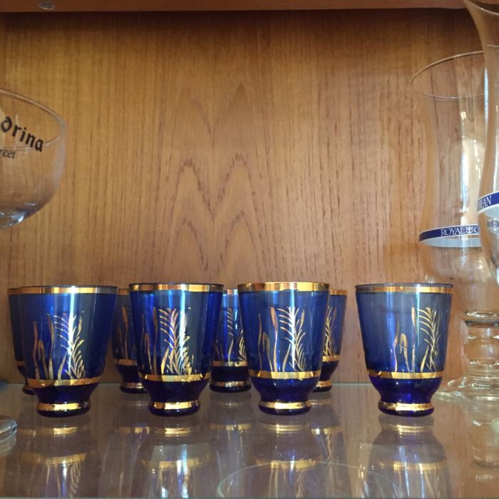 Just Added - Various Glassware Including Crystal Stemware, Silver Overlay Bottle, Blue And Gold Shot Glasses, Wine Glasses - See Photos [Photo 5]