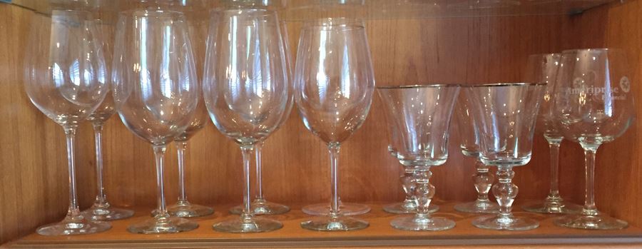 Just Added - Various Glassware Including Crystal Stemware, Silver Overlay Bottle, Blue And Gold Shot Glasses, Wine Glasses - See Photos [Photo 3]