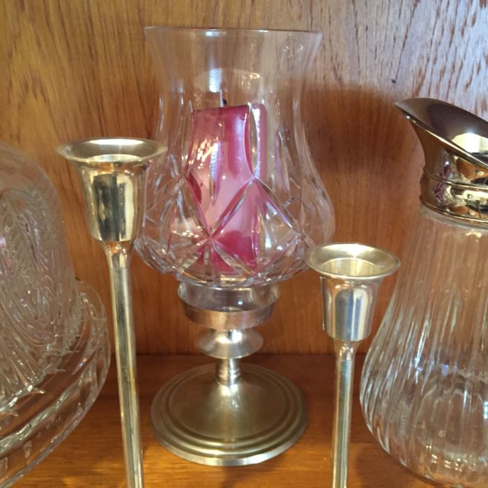 Just Added - Footed Cake Stand With Dome, Silver Tone Candlesticks, Pitcher, Champagne Glasses Including His And Her Kate Spade Lenox Glasses, Crystal Ashtray - See Photos [Photo 6]