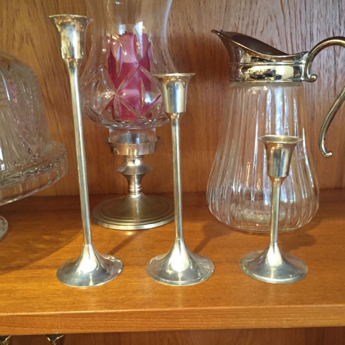 Just Added - Footed Cake Stand With Dome, Silver Tone Candlesticks, Pitcher, Champagne Glasses Including His And Her Kate Spade Lenox Glasses, Crystal Ashtray - See Photos [Photo 4]