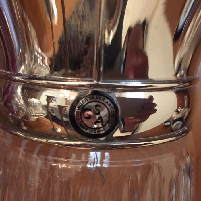 Just Added - Footed Cake Stand With Dome, Silver Tone Candlesticks, Pitcher, Champagne Glasses Including His And Her Kate Spade Lenox Glasses, Crystal Ashtray - See Photos [Photo 8]