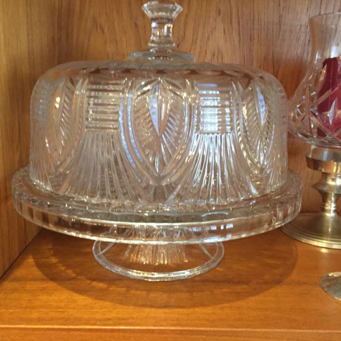 Just Added - Footed Cake Stand With Dome, Silver Tone Candlesticks, Pitcher, Champagne Glasses Including His And Her Kate Spade Lenox Glasses, Crystal Ashtray - See Photos [Photo 2]