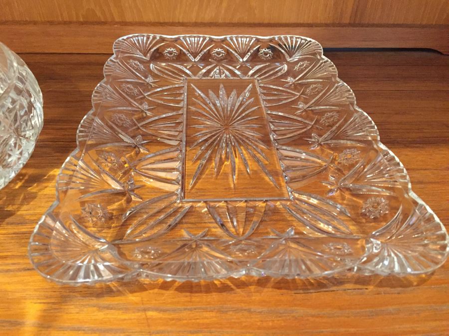 Just Added - Footed Cake Stand With Dome, Silver Tone Candlesticks, Pitcher, Champagne Glasses Including His And Her Kate Spade Lenox Glasses, Crystal Ashtray - See Photos [Photo 22]