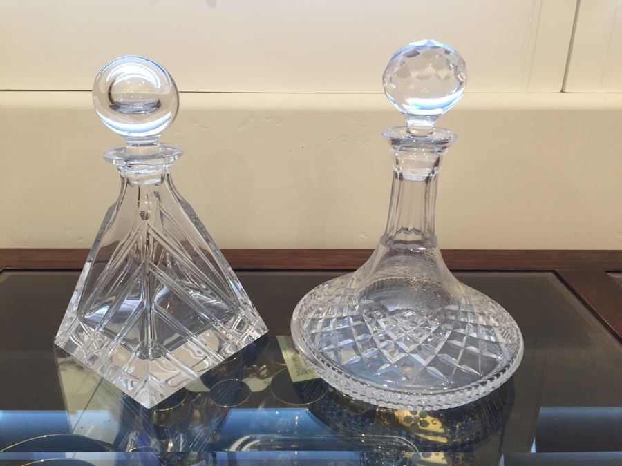 Just Added - Pair Of Signed Crystal Liquor Decanters [Photo 1]