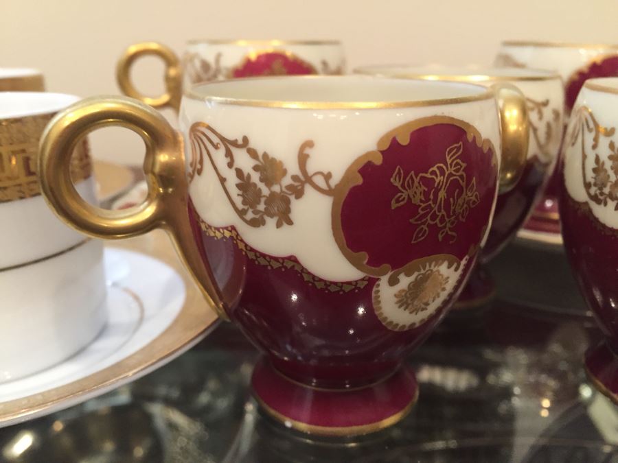 Just Added - (5) Czechoslovakia Maroon And Gold Coffee Cups With (2) Saucers And (4) CC&T Gold Coffee Cups With Saucers [Photo 4]