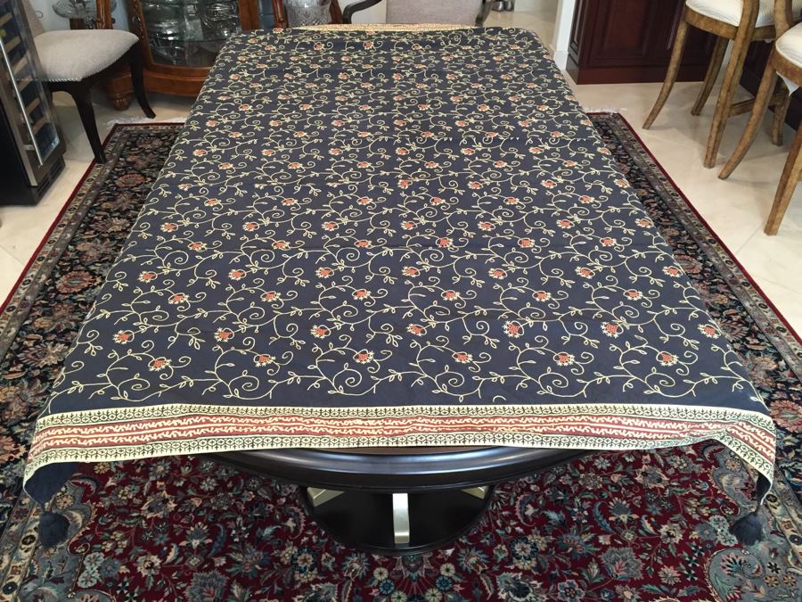 Just Added - Stunning Embroidered Roses Tablecloth And Black Galleria Gultex Embroidered Tablecloth With Matching Placemats [Photo 8]