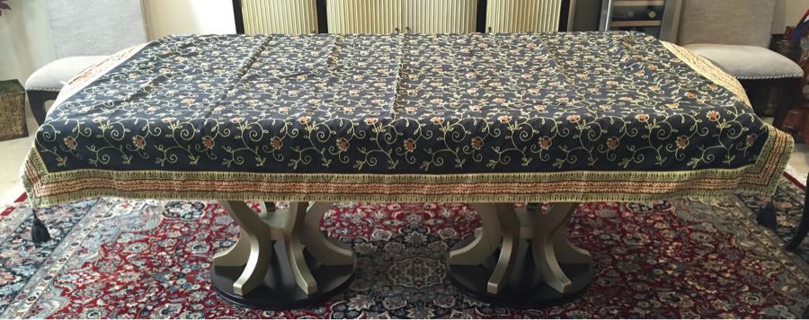 Just Added - Stunning Embroidered Roses Tablecloth And Black Galleria Gultex Embroidered Tablecloth With Matching Placemats [Photo 9]