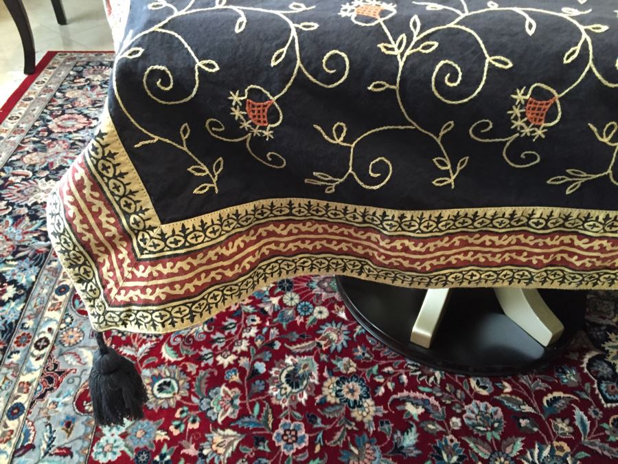 Just Added - Stunning Embroidered Roses Tablecloth And Black Galleria Gultex Embroidered Tablecloth With Matching Placemats [Photo 10]