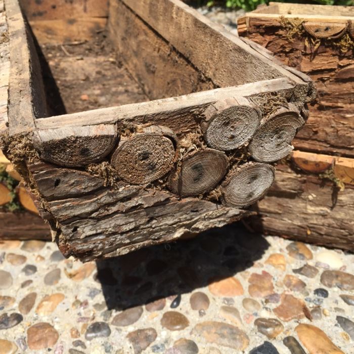 Pair Of Large Vintage Woven Baskets And (4) Wooden Motif Flower Planters [Photo 10]