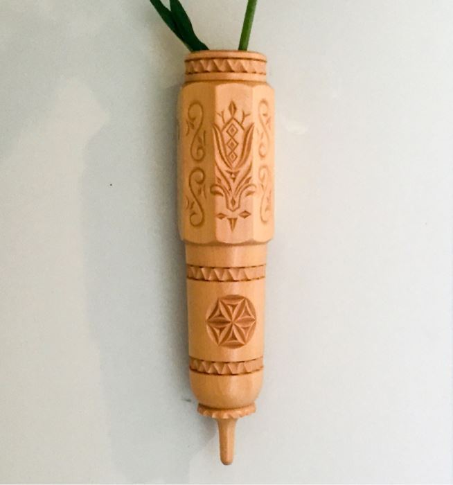 Swiss Albert Manser Carved Wooden Wall Flower Vase [Photo 3]