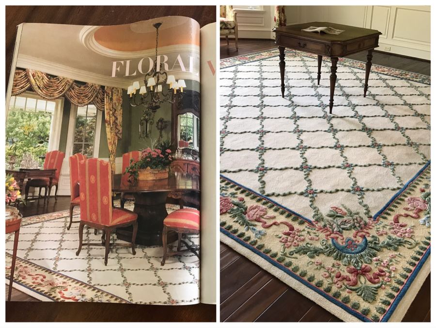 JUST ADDED - Stunning 13.75' Square Hand Knotted Wool Area Rug With Floral Motif Featured In Several Magazines - See Photos - Item Has Reserve Price [Photo 14]