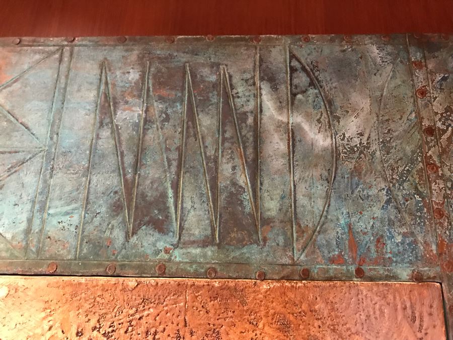 JUST ADDED - Original Monumental Oil Painting Of Kachina With Custom Wood And Hand Hammered Copper Frame By Tony Abeyta Navajo Contemporary Native American Artist - 64' X 76' Frame / 48' X 60' - Item Has Reserve Price [Photo 14]