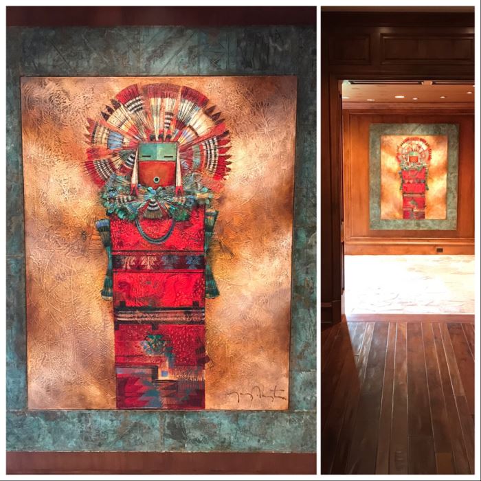 JUST ADDED - Original Monumental Oil Painting Of Kachina With Custom Wood And Hand Hammered Copper Frame By Tony Abeyta Navajo Contemporary Native American Artist - 64' X 76' Frame / 48' X 60' - Item Has Reserve Price
