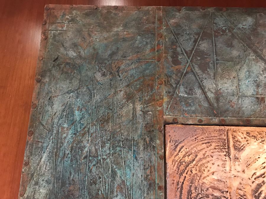 JUST ADDED - Original Monumental Oil Painting Of Kachina With Custom Wood And Hand Hammered Copper Frame By Tony Abeyta Navajo Contemporary Native American Artist - 64' X 76' Frame / 48' X 60' - Item Has Reserve Price [Photo 12]