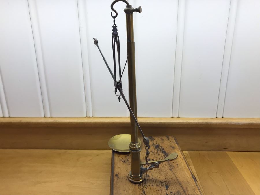 Antique Apothecary Portable Brass And Wood Balance Scale With Weights And Storage Box - Needs Rewiring [Photo 18]