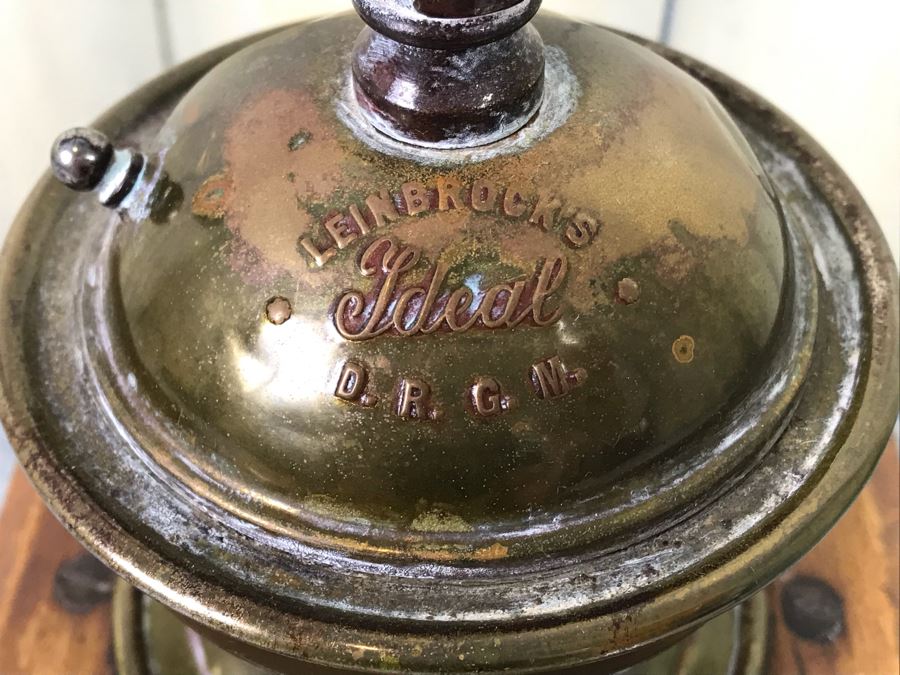 Vintage Coffee Pepper Grinder Leinbrocks Ideal Hand Crank Silverplate And Wood [Photo 7]
