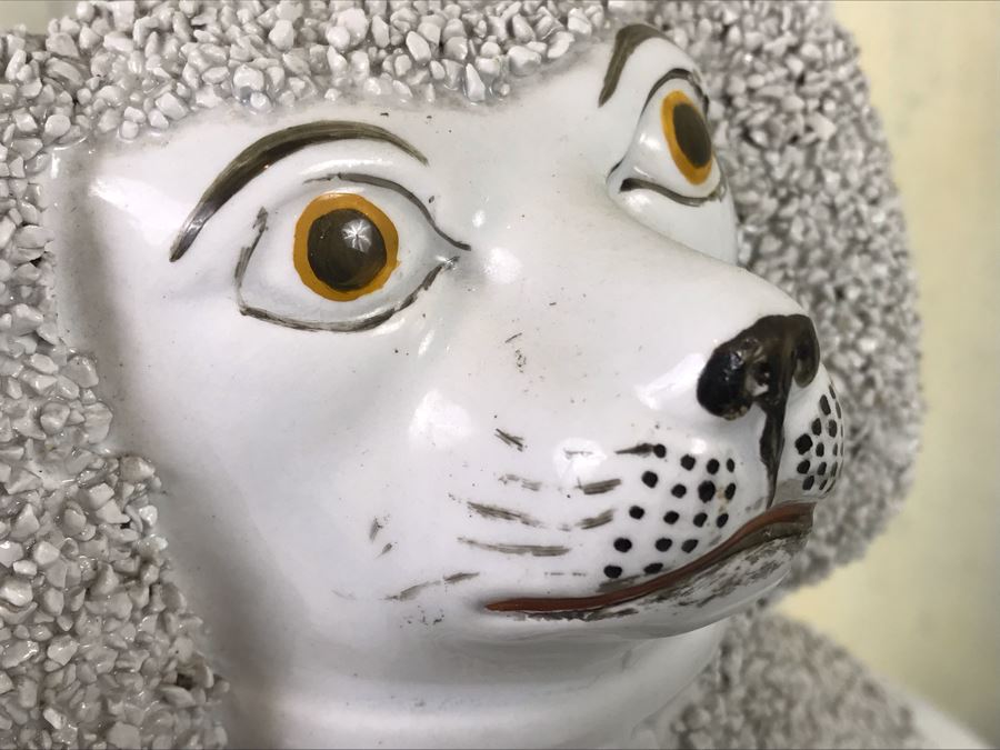 JUST ADDED - Antique English Staffordshire Spaniel Dog Sculpture Figurine Hand Painted [Photo 7]