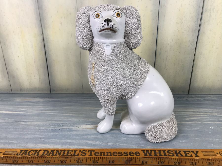 JUST ADDED - Antique English Staffordshire Spaniel Dog Sculpture Figurine Hand Painted [Photo 1]
