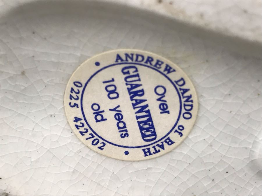 JUST ADDED - Antique English Staffordshire Spaniel Dog Sculpture Figurine Hand Painted With Member Of British Antique Dealer Sticker From Andrew Dando Of Bath England Validating Authenticity [Photo 8]