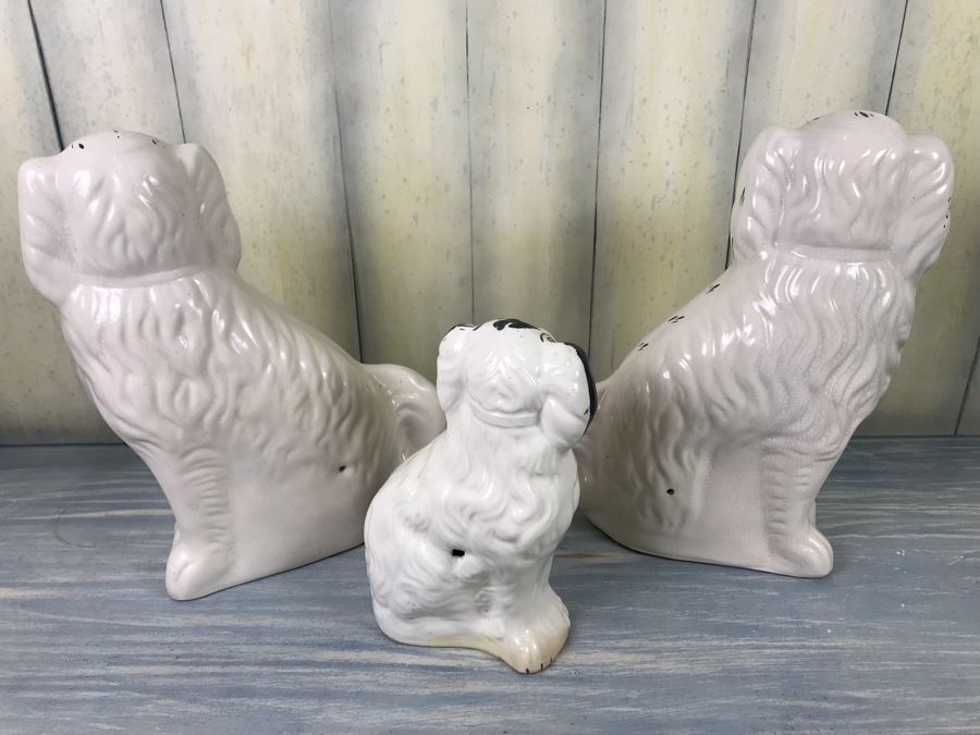 Collection Of (3) Vintage REPRODUCTION English Staffordshire Spaniel Dog Sculptures Figurines Hand Painted [Photo 8]