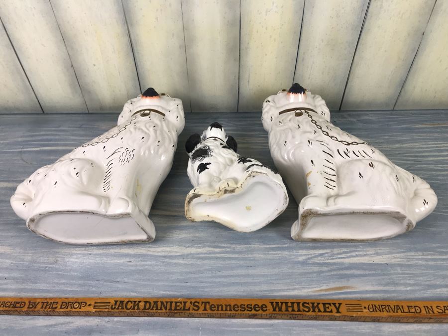 Collection Of (3) Vintage REPRODUCTION English Staffordshire Spaniel Dog Sculptures Figurines Hand Painted [Photo 12]