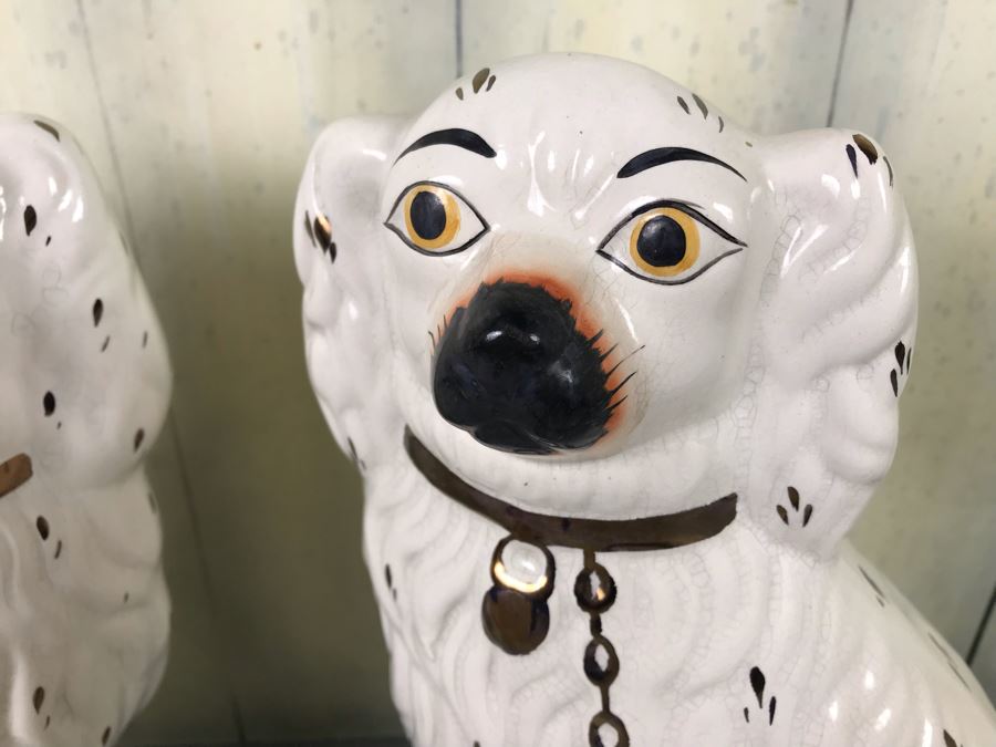 Collection Of (3) Vintage REPRODUCTION English Staffordshire Spaniel Dog Sculptures Figurines Hand Painted [Photo 6]