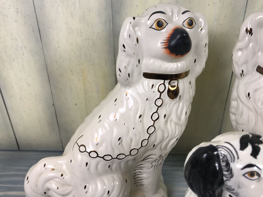 Collection Of (3) Vintage REPRODUCTION English Staffordshire Spaniel Dog Sculptures Figurines Hand Painted [Photo 7]