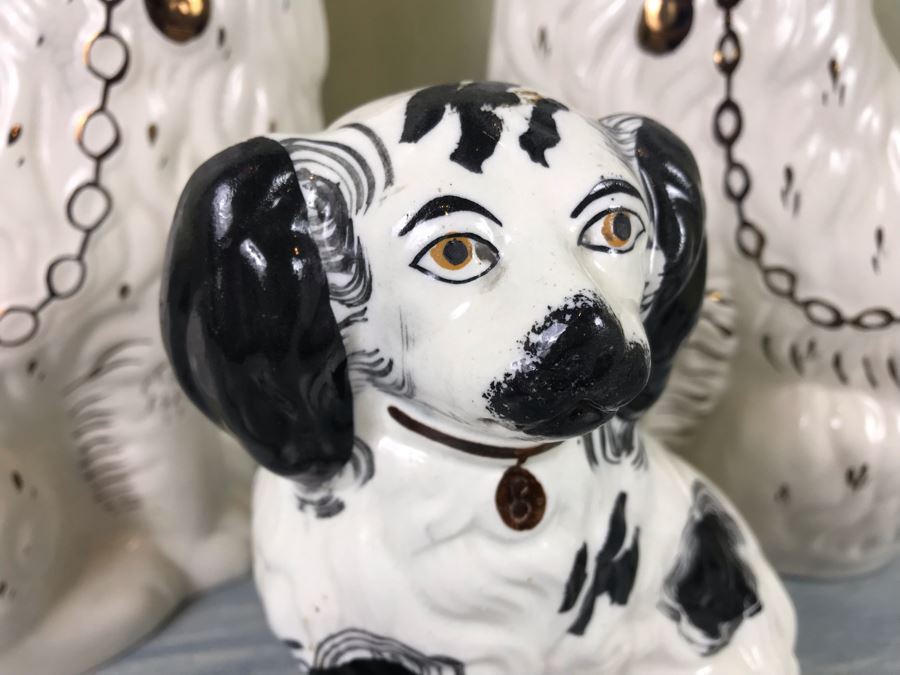 Collection Of (3) Vintage REPRODUCTION English Staffordshire Spaniel Dog Sculptures Figurines Hand Painted [Photo 4]