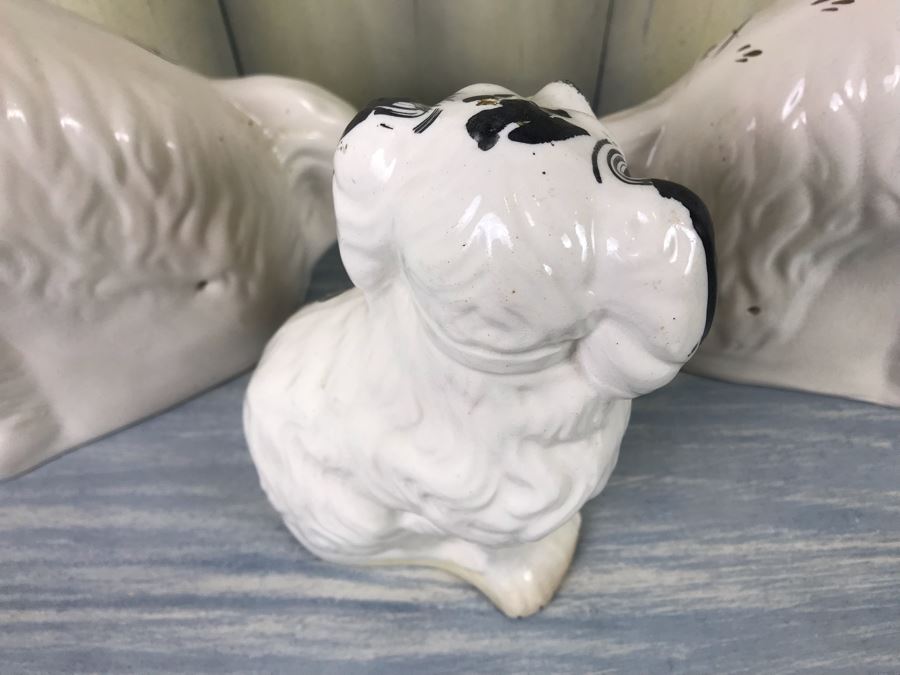 Collection Of (3) Vintage REPRODUCTION English Staffordshire Spaniel Dog Sculptures Figurines Hand Painted [Photo 9]