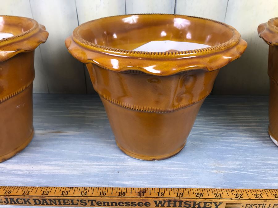 New Set Of (3) Glazed Ceramic Flower Pots By Nicola Fasano Made In Italy [Photo 4]