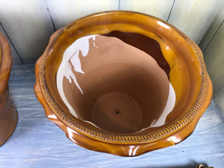 New Set Of (3) Glazed Ceramic Flower Pots By Nicola Fasano Made In Italy [Photo 7]