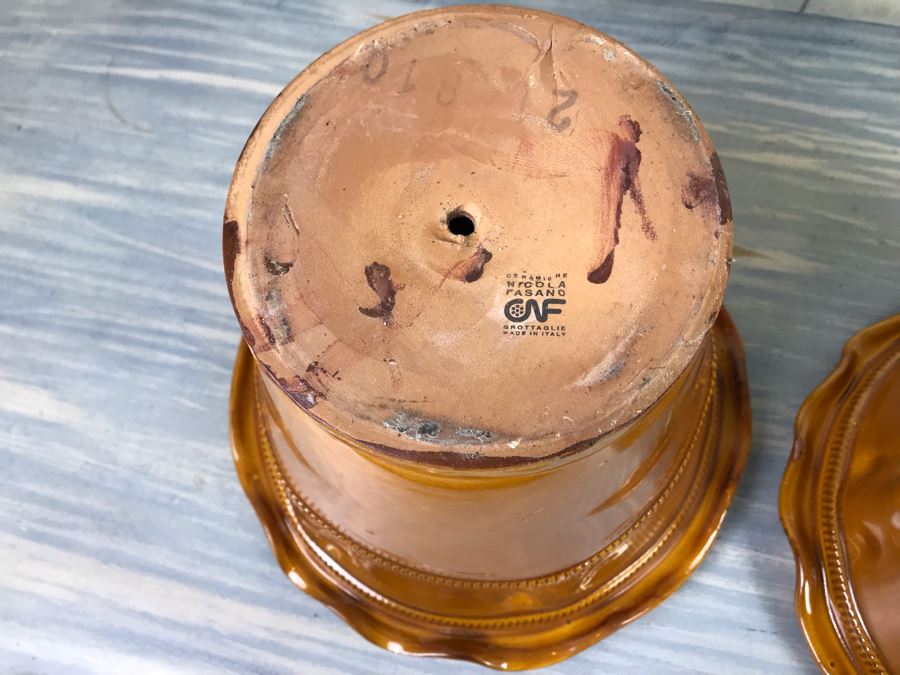 New Set Of (3) Glazed Ceramic Flower Pots By Nicola Fasano Made In Italy [Photo 10]