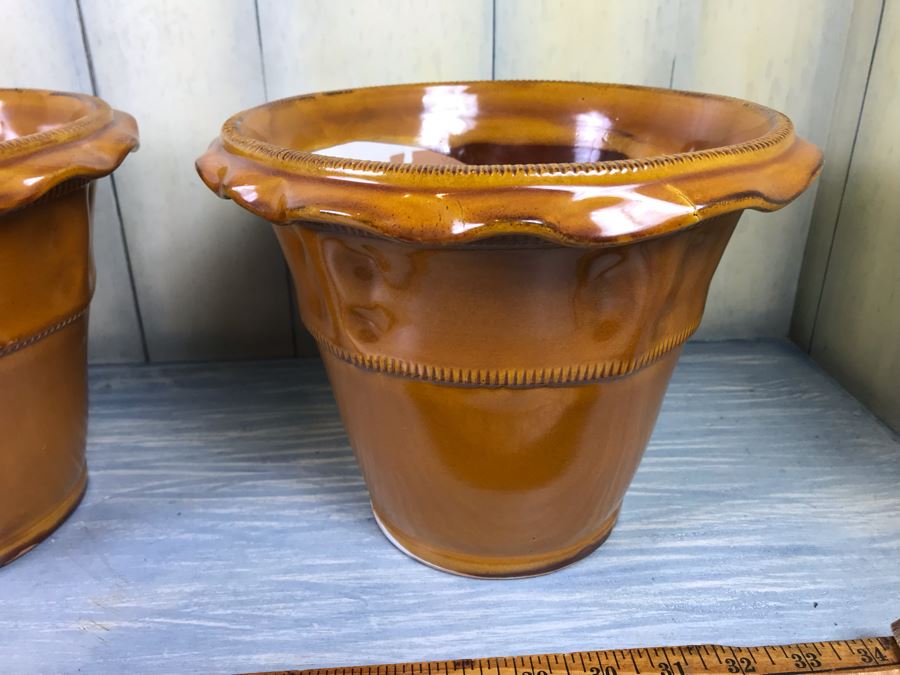 New Set Of (3) Glazed Ceramic Flower Pots By Nicola Fasano Made In Italy [Photo 6]