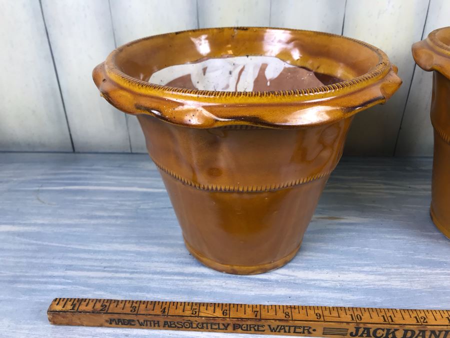 New Set Of (3) Glazed Ceramic Flower Pots By Nicola Fasano Made In Italy [Photo 5]